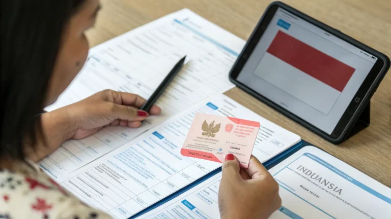 Applicant filling in Indonesian residence permit forms